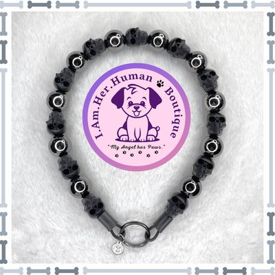 Chrome Outlaw, Custom, Bubblegum Dog Collar, Beaded Dog Collar, Dog Pearls, Bead Dog Necklace, Acrylic, Silicone