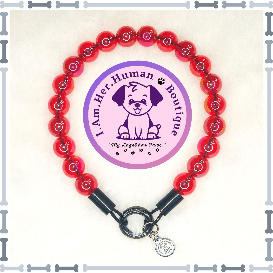 Lil Ruby Bubbles | Beaded Dog Collar | Bubblegum Dog Collar | Dog Pearls | Dog Necklace | Acrylic Bead Collar | Slip On | Red