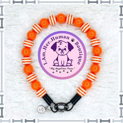 Lil Tangerine Vibes | Beaded Dog Collar | Bubblegum Dog Collar | Dog Pearls | Dog Necklace | Acrylic | Slip On | Orange