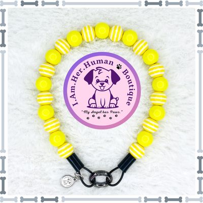 "Lil Sunshine Vibes" XS Mini Bead Collar Lil Sunshine Vibes | Beaded Dog Collar | Bubblegum Dog Collar | Dog Pearls | Dog Necklace | Acrylic | Slip On | Yellow