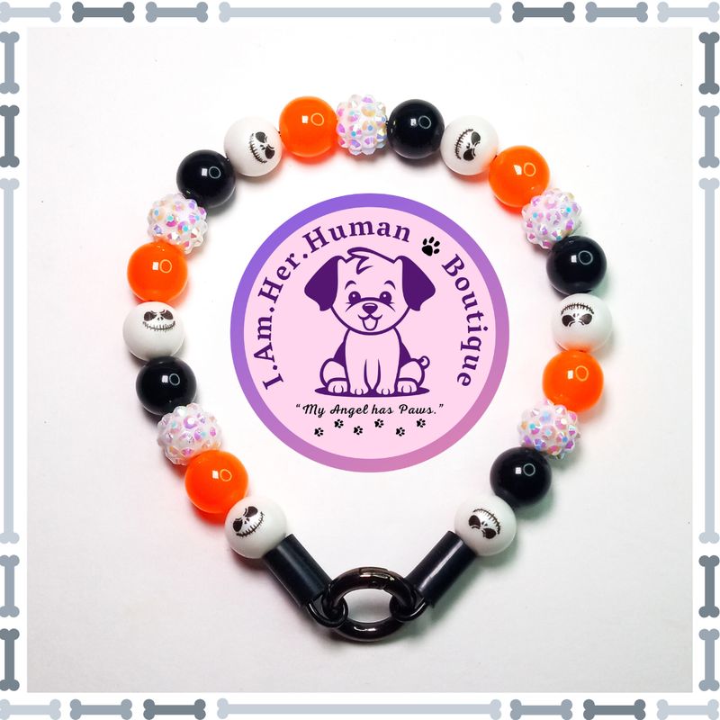 Lil Pumpkin Glow | Halloween | Bubblegum Dog Collar | Beaded Dog Collar | Bead Dog Necklace | Dog Pearls | Acrylic | Orange