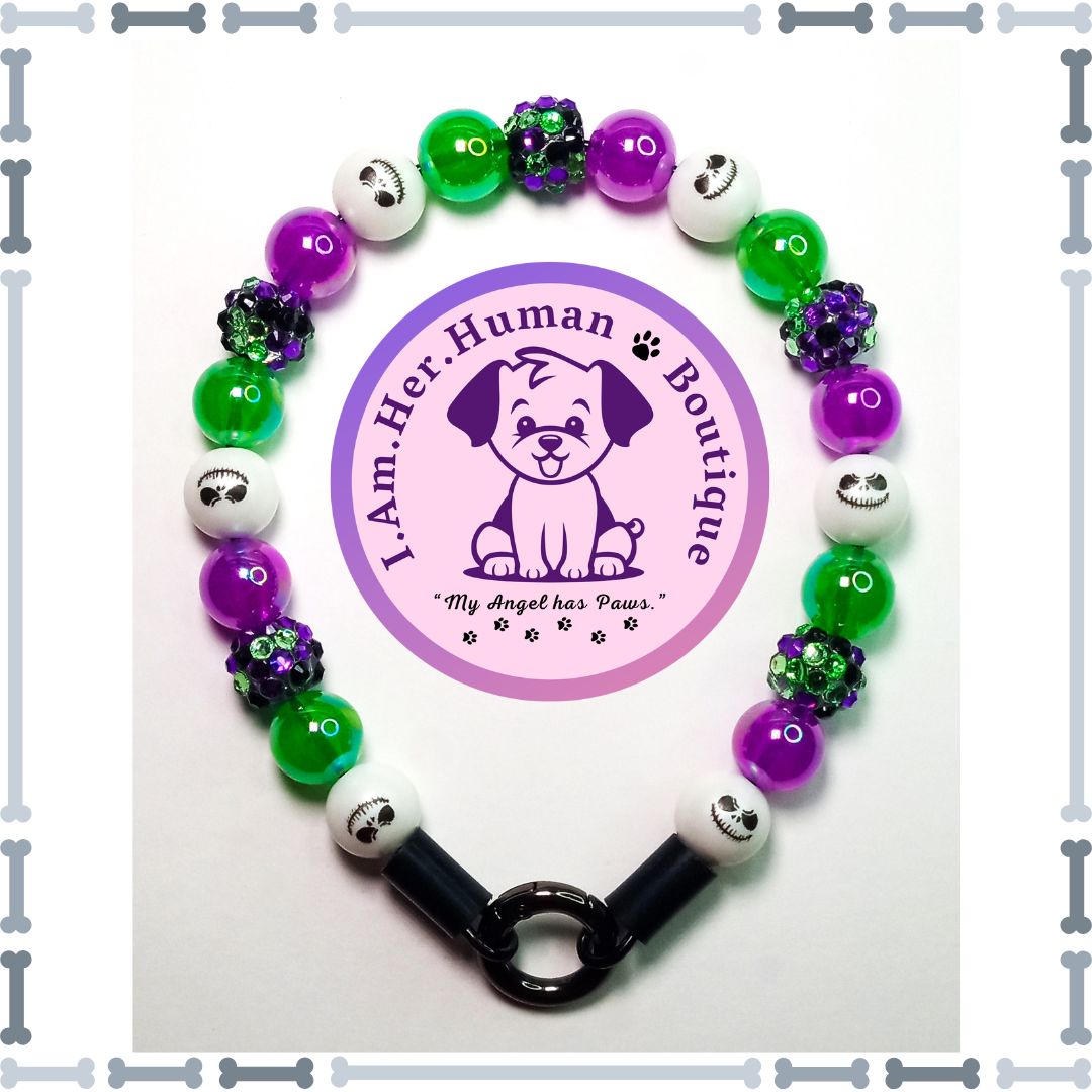 Lil Pumpkin King Vibes | Jack Skellington | Bubblegum Dog Collar | Beaded Dog Collar | Bead Dog Necklace | Dog Pearls