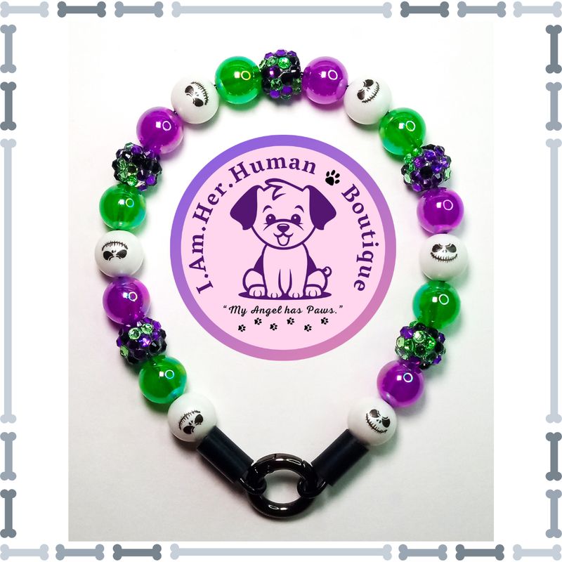 Lil Pumpkin King Vibes | Jack Skellington | Bubblegum Dog Collar | Beaded Dog Collar | Bead Dog Necklace | Dog Pearls