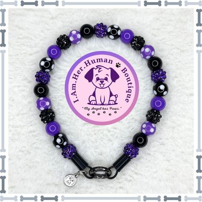 "Lil Purple Potion" XS Mini Glam Bead Collar Lil Purple Potion | Halloween | Bubblegum Dog Collar | Beaded Dog Collar | Dog Pearls | Bead Dog Necklace | Slip On | Acrylic