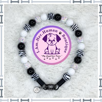 Lil PAWsh Zebra | Beaded Dog Collar | Bubblegum Dog Collar | Dog Pearls | Dog Necklace | Acrylic Bead Collar | Slip On
