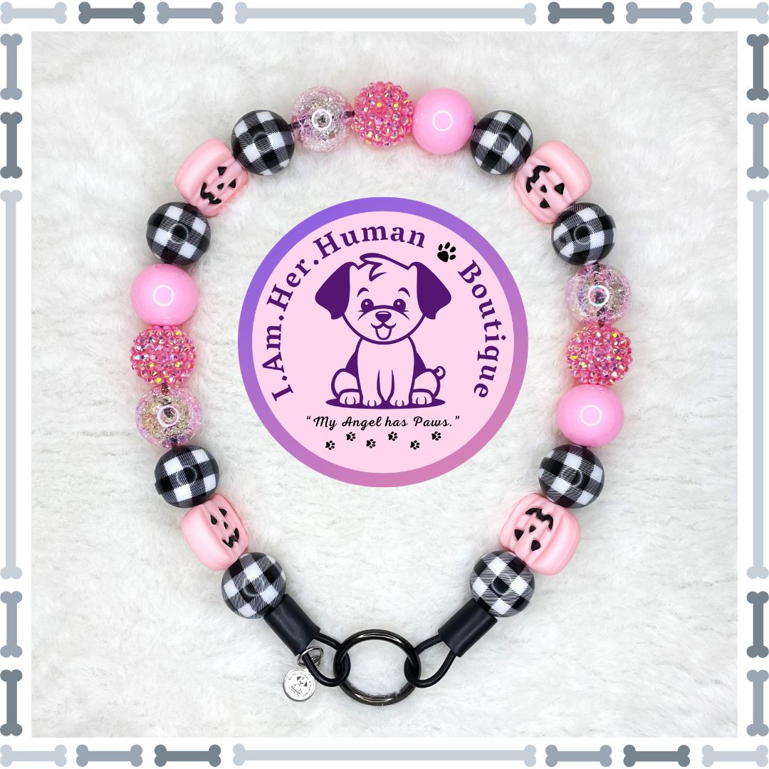 Pumpkin Blush | Halloween | Bubblegum Dog Collar | Beaded Dog Collar | Dog Pearls | Bead Dog Necklace | Silicone | Acrylic