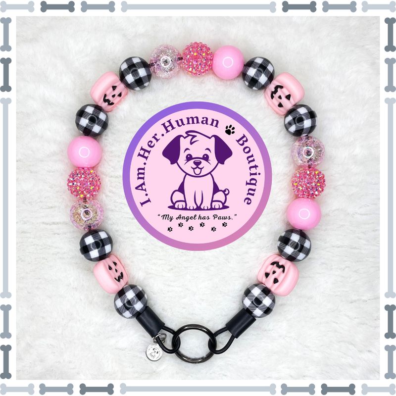 Pumpkin Blush | Halloween | Bubblegum Dog Collar | Beaded Dog Collar | Dog Pearls | Bead Dog Necklace | Silicone | Acrylic