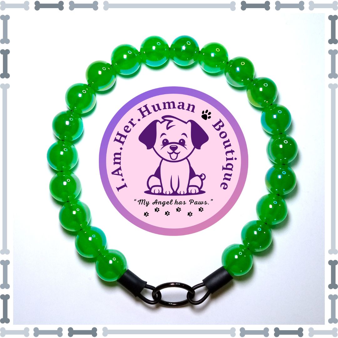 Green, Jelly, Chunky Bead Dog Collar, Bubblegum Beaded Collar, Beaded Dog Collar, Pastel Colors, Acrylic