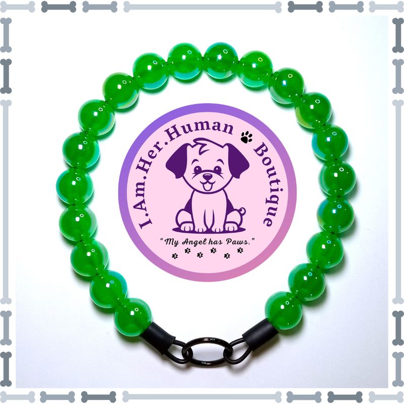 Green, Jelly, Chunky Bead Dog Collar, Bubblegum Beaded Collar, Beaded Dog Collar, Pastel Colors, Acrylic