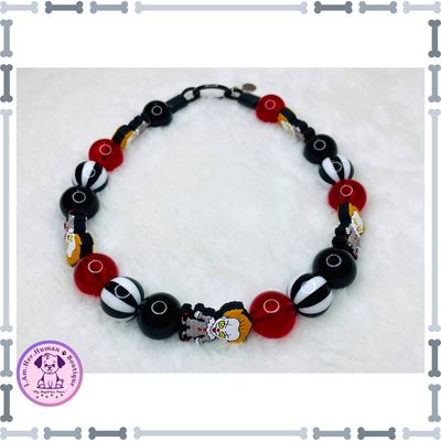 Mr. Penny | Pennywise | Halloween | Bubblegum Dog Collar | Beaded Dog Collar | Dog Pearls | Bead Dog Necklace | Slip On