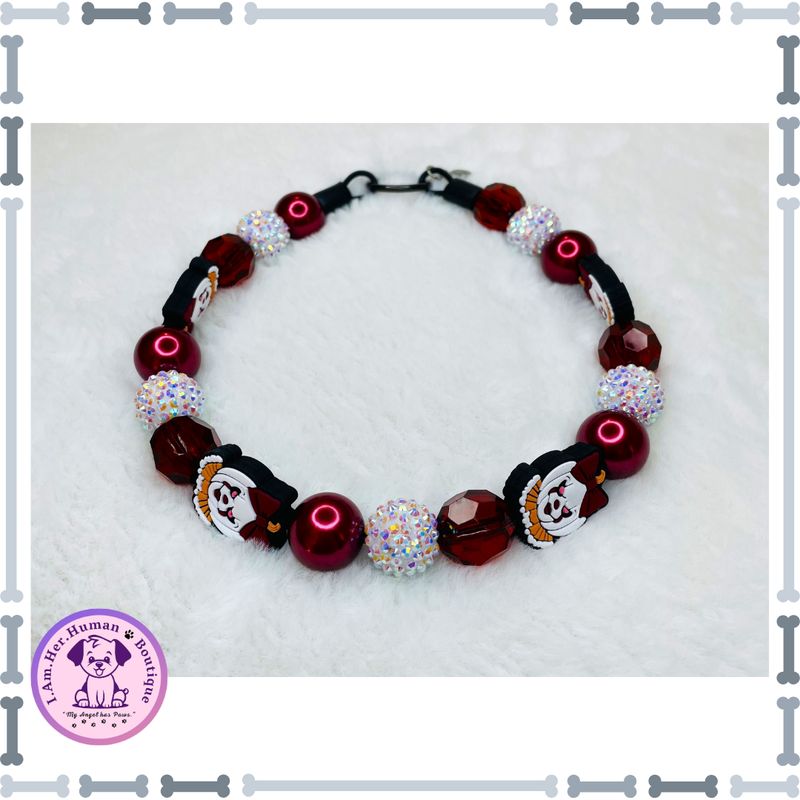 Mrs. Penny | Pennywise | Halloween | Bubblegum Dog Collar | Beaded Dog Collar | Dog Pearls | Bead Dog Necklace | Slip On