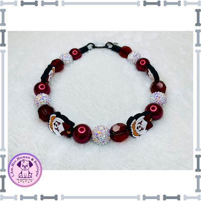 "MRS. Penny" Silicone & Acrylic Bead Collar Mrs. Penny | Pennywise | Halloween | Bubblegum Dog Collar | Beaded Dog Collar | Dog Pearls | Bead Dog Necklace | Slip On