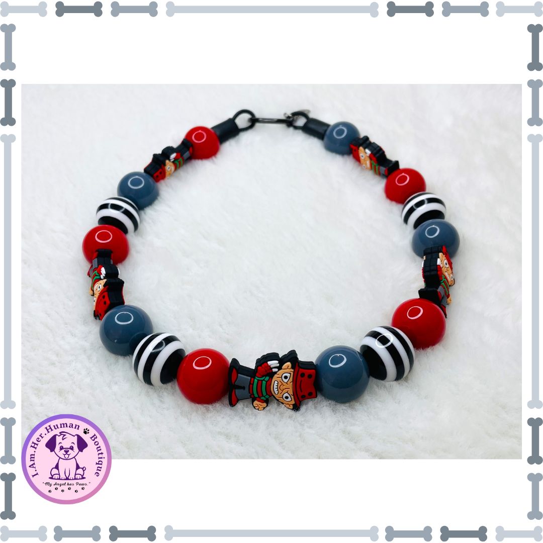 Mr. Freddy | Freddy Krueger | Halloween | Bubblegum Dog Collar | Beaded Dog Collar | Dog Pearls | Bead Dog Necklace