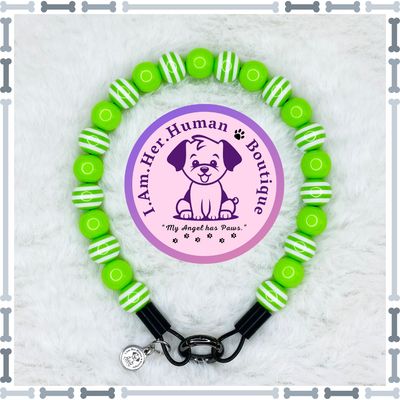 Lil Green Apple Vibes | Beaded Dog Collar | Bubblegum Dog Collar | Dog Pearls | Dog Necklace | Acrylic | Slip On | Lime Green