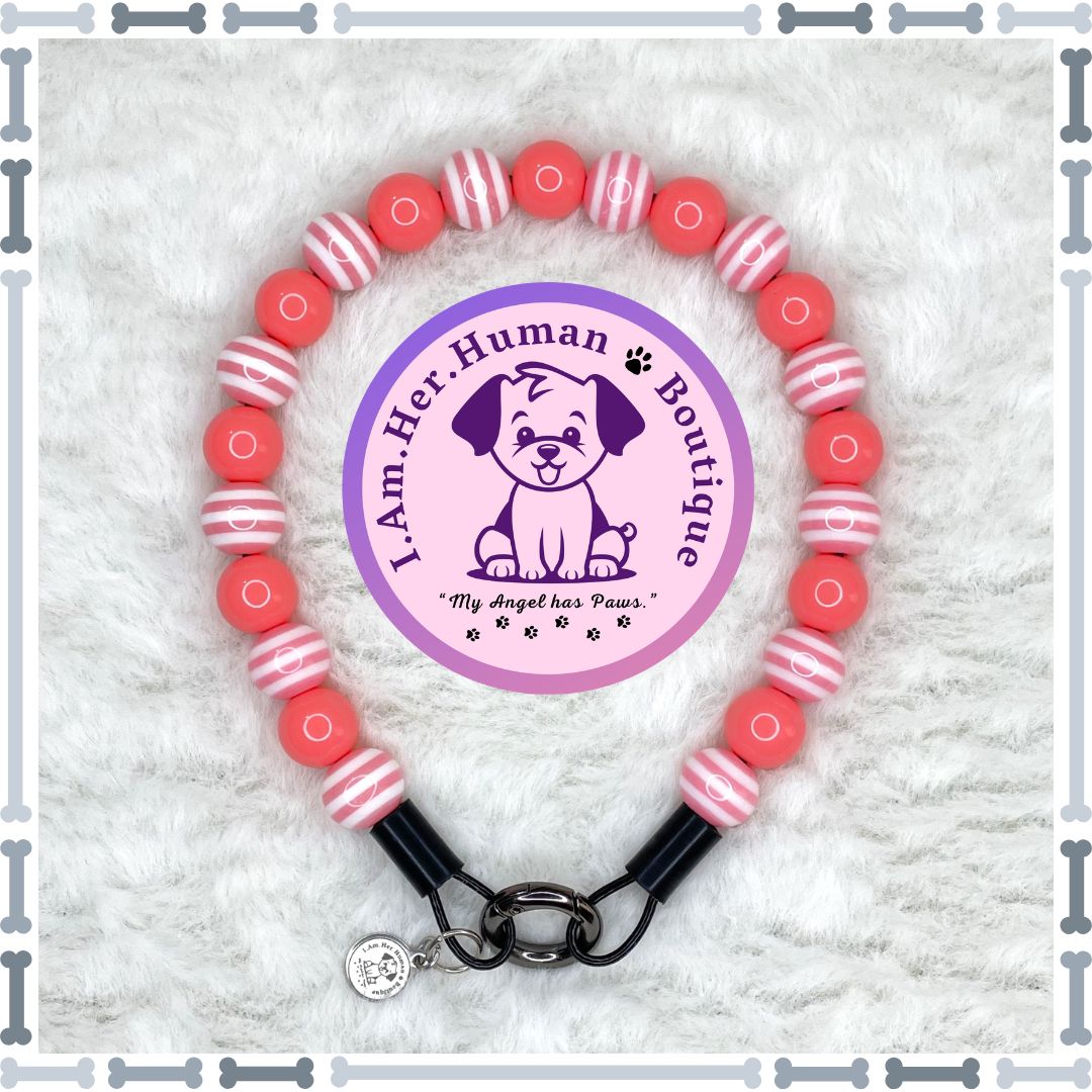 Lil Peachy Vibes | Beaded Dog Collar | Bubblegum Dog Collar | Dog Pearls | Dog Necklace | Acrylic | Slip On | Punch Pink