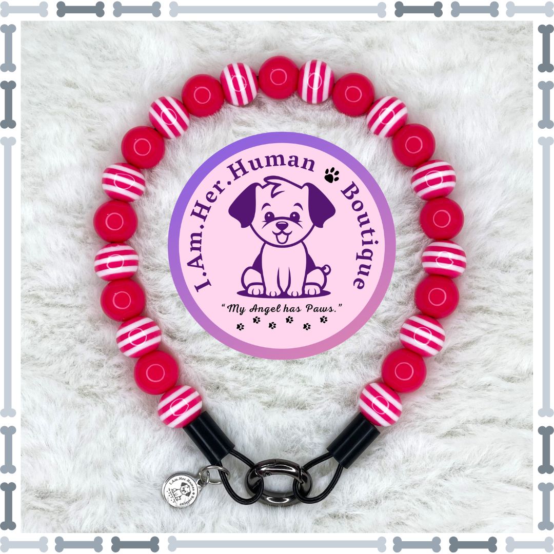 Lil Pink Rose Vibes | Beaded Dog Collar | Bubblegum Dog Collar | Dog Pearls | Dog Necklace | Acrylic | Slip On | Hot Pink