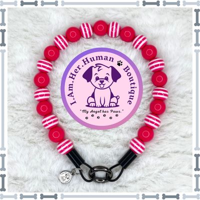 Lil Pink Rose Vibes | Beaded Dog Collar | Bubblegum Dog Collar | Dog Pearls | Dog Necklace | Acrylic | Slip On | Hot Pink