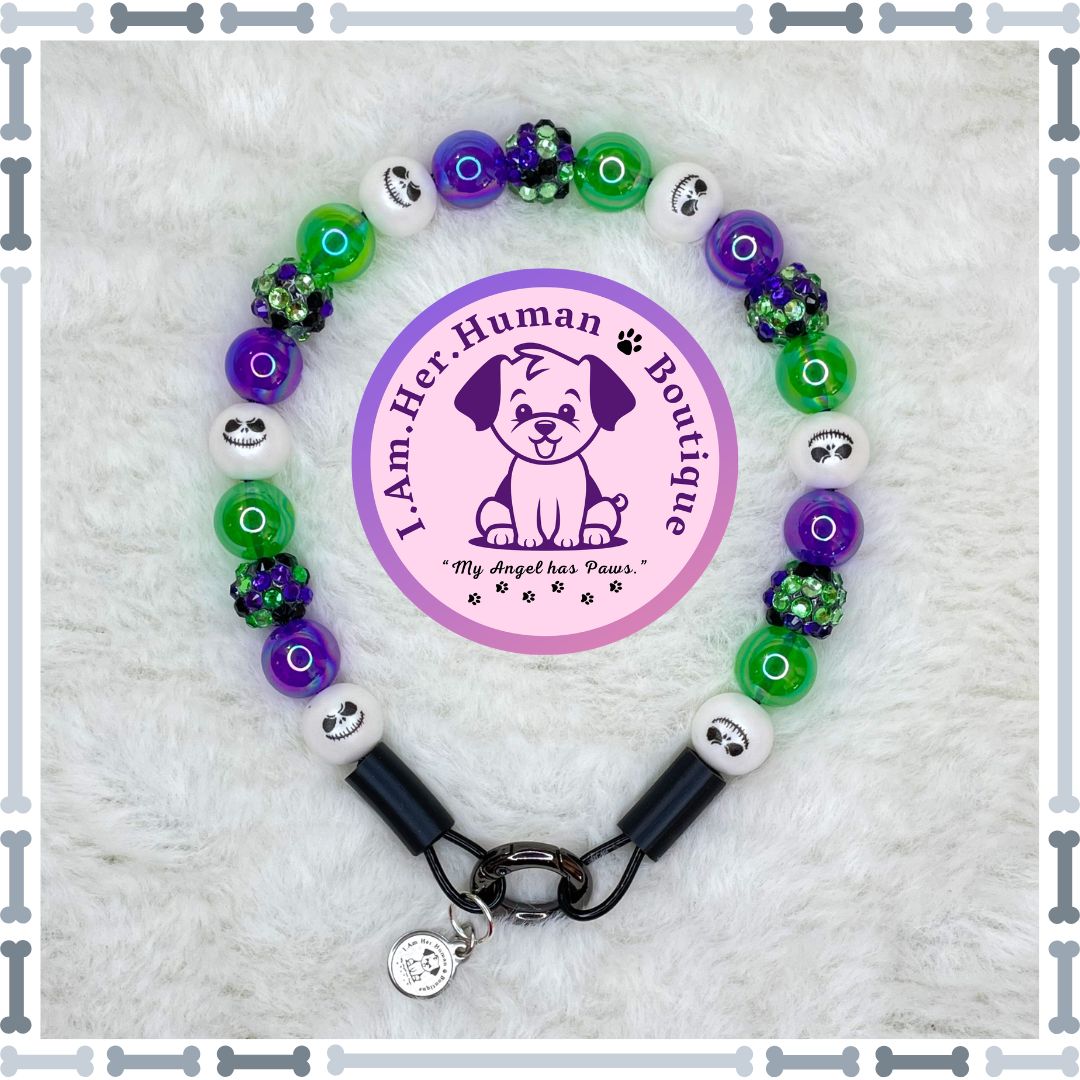 Lil Pumpkin King Vibes | Jack Skellington | Bubblegum Dog Collar | Beaded Dog Collar | Bead Dog Necklace | Dog Pearls