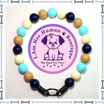 Dark Blue Solid, Tan &amp; Cream Solid, Light Blue Solid, Chunky Bead Dog Collar, Bubblegum Bead Dog Collar, Beaded Dog Collar, Bubblegum Beaded Collar, Acrylic
