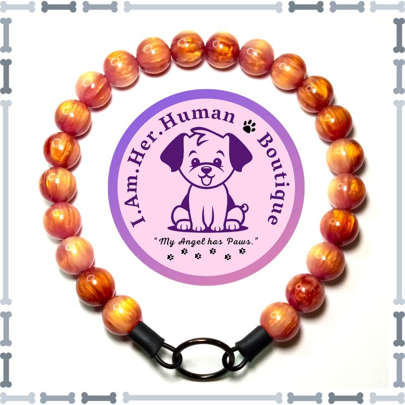 Purple &amp; Cream Shimmer, Chunky Glam Bead Dog Collar, Bubblegum Bead Dog Collar, Beaded Dog Collar, Bubblegum Beaded Collar, Acrylic