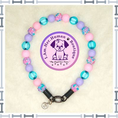 Easter Dog Collar, Green, Pastel, Purple, Pink, Blue, XS Bubblegum Dog Collar, Holiday Bead Dog Collar, XS Mini Beaded Dog Collar, Acrylic, Dog Pearls, Bead Dog Necklace