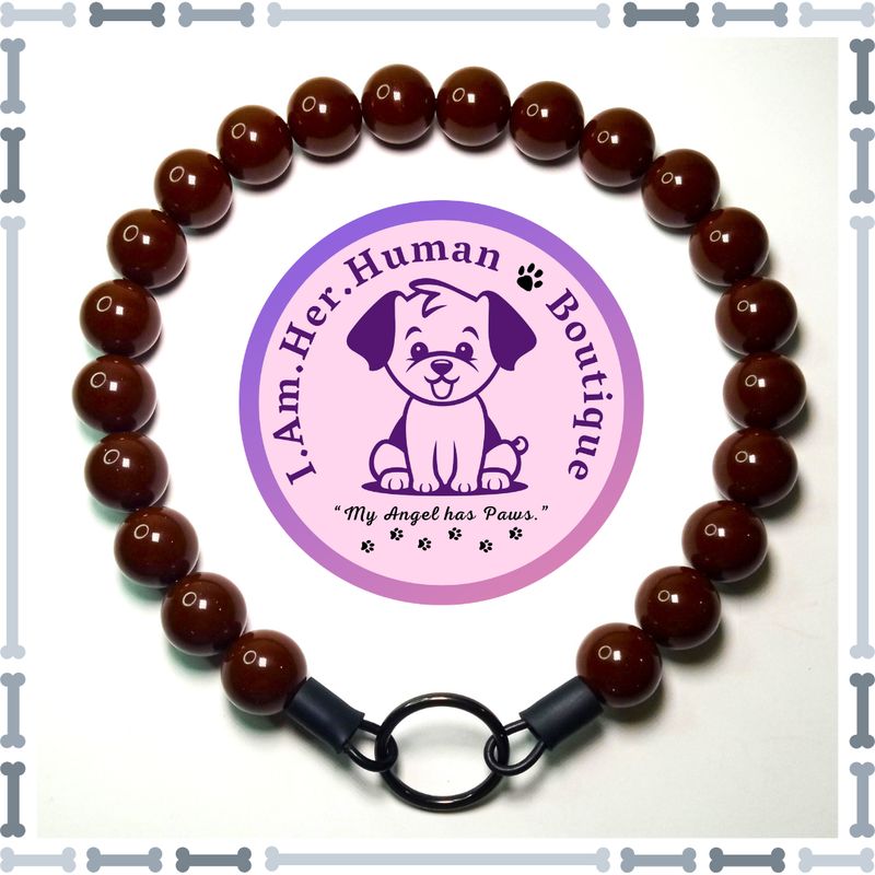 Brown, Chunky Bead Dog Collar, Bubblegum Bead Dog Collar, Beaded Dog Collar, Bubblegum Beaded Collar, Acrylic