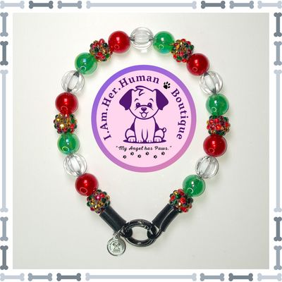Christmas Dog Collar, Pearl Beads, Jelly Beads, Rhinestone Beads, Pumpkin Beads, XS Mini Glam Dog Bead Collar, Bubblegum Bead Dog Collar, XS Mini Beaded Dog Collar, Bubblegum Beaded Collar, Acrylic, Dog Pearls, Bead Dog Necklace
