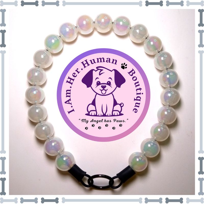 White, Jelly, Chunky Bead Dog Collar, Bubblegum Beaded Collar, Beaded Dog Collar, Pastel Colors, Acrylic