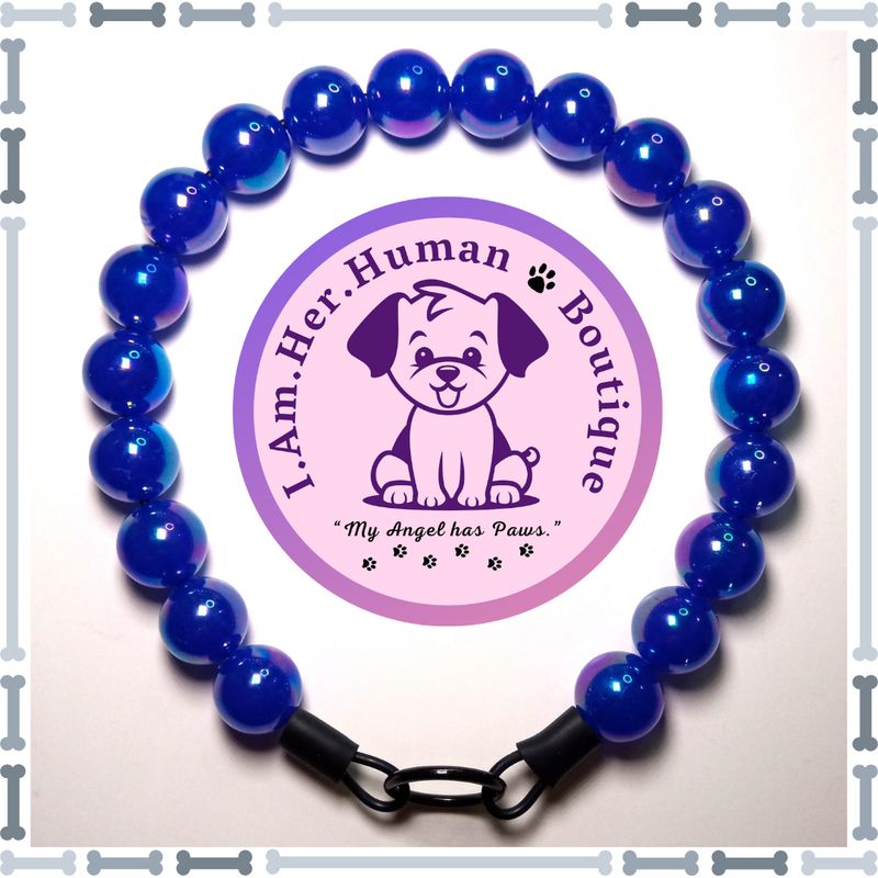 Royal Blue, Jelly, Chunky Bead Dog Collar, Bubblegum Beaded Collar, Beaded Dog Collar, Pastel Colors, Acrylic