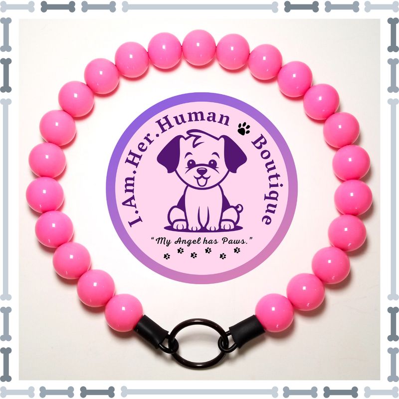 Bubblegum Pink, Chunky Bead Dog Collar, Bubblegum Bead Dog Collar, Beaded Dog Collar, Bubblegum Beaded Collar, Acrylic