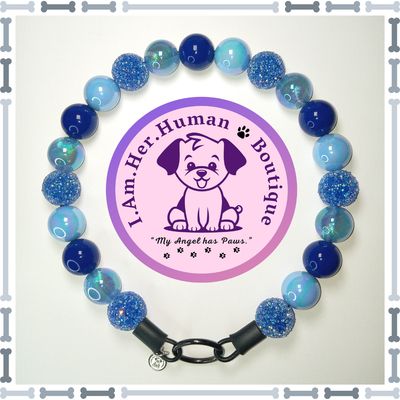 Blue Beads, Sugar Rhinestone, Solid, Solid AB, Chunky Glam Bead Dog Collar, Bubblegum Beaded Dog Collar, Bead Dog Collar, Acrylic, Dog Pearls, Bead Dog Necklace