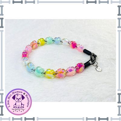 Colorful Flower Beads | Bubblegum Dog Collar | Beaded Dog Collar | Bead Dog Necklace | Dog Pearls | Slip On | Acrylic 