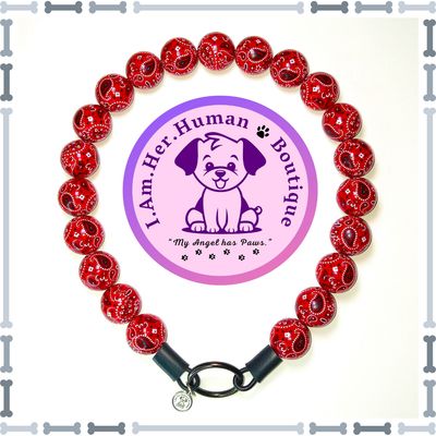 Red Paisley, Bandana, Chunky Bead Dog Collar, Bubblegum Bead Dog Collar, Beaded Dog Collar, Bubblegum Beaded Collar, Acrylic