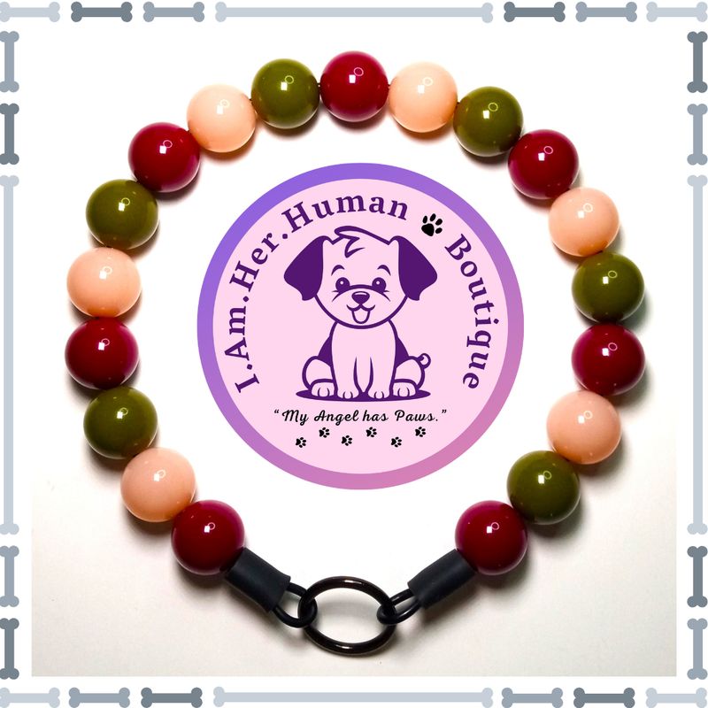 Plum Purple Solid, Army Green Solid, Peach Jelly, Chunky Bead Dog Collar, Bubblegum Bead Dog Collar, Beaded Dog Collar, Bubblegum Beaded Collar, Acrylic