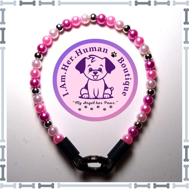 Mauve Pink, Shell Pink, Baby Pink, Pearls, XXS Mini Bead Dog Necklace Collar, Bubblegum Bead Dog Collar, XXS Mini Beaded Dog Collar, Bubblegum Beaded Collar, Beaded Necklace, Acrylic