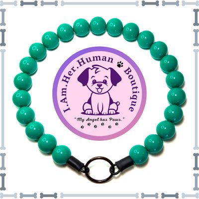 Teal Green Solid, Chunky Bead Dog Collar, Bubblegum Bead Dog Collar, Beaded Dog Collar, Bubblegum Beaded Collar, Acrylic