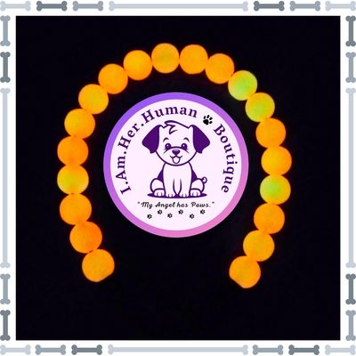 Orange, Glow in the dark, XS Mini Bead Dog Collar, Bubblegum Bead Dog Collar, XS Mini Beaded Dog Collar, Bubblegum Beaded Collar, Acrylic