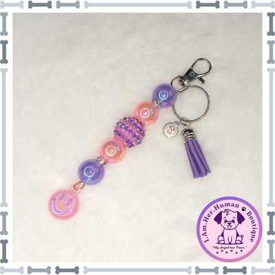 Keychain | Beaded Keychain | Dangle | Pink | Purple