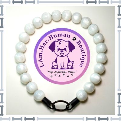 "Lucid Clouds" Chunky Glam Bead Collar White Shimmer, Chunky Glam Bead Dog Collar, Bubblegum Bead Dog Collar, Beaded Dog Collar, Bubblegum Beaded Collar, Acrylic