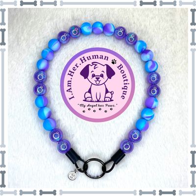 Silicone | Bubblegum Dog Collar | Beaded Dog Collar | Dog Pearls | Bead Dog Necklace | Slip On | Purple | Blue | Acrylic