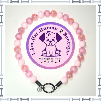 "Pink Fairy Tranquility" Mini Glam Bead Collar Pink Frost, Pink Solid, Pink Opalescence, Mini Glam Bead Dog Collar, Bubblegum Bead Dog Collar, Mini Beaded Dog Collar, Bubblegum Beaded Collar, Acrylic