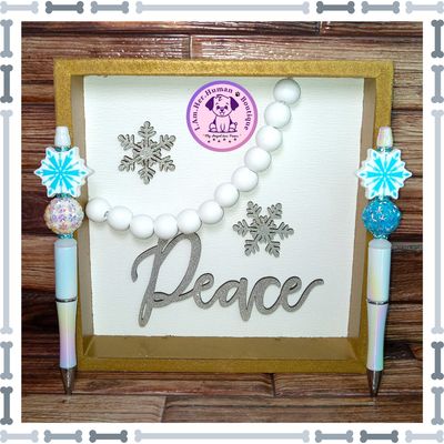 Refillable, Christmas, Holiday Beaded Pen, Blue Snowflake, Blue or White Rhinestone Beads