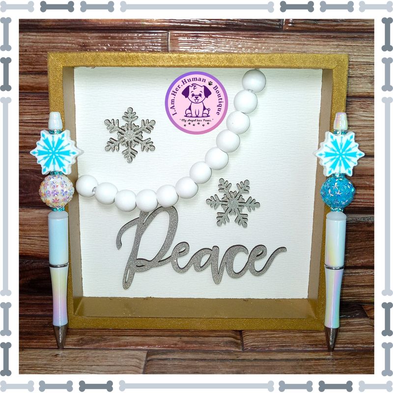 Refillable, Christmas, Holiday Beaded Pen, Blue Snowflake, Blue or White Rhinestone Beads