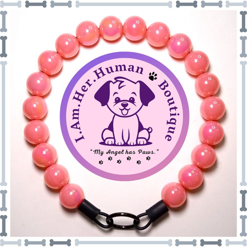 Pink, Jelly, Chunky Bead Dog Collar, Bubblegum Beaded Collar, Beaded Dog Collar, Pastel Colors, Acrylic