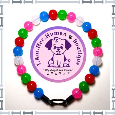 Rainbow Colors, Jelly Beads, Mini Bead Dog Collar, Bubblegum Bead Dog Collar, Mini Beaded Dog Collar, Bubblegum Beaded Collar, Acrylic