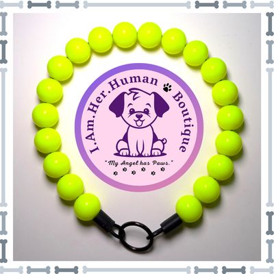 Neon Yellow, Chunky Bead Dog Collar, Bubblegum Bead Dog Collar, Beaded Dog Collar, Bubblegum Beaded Collar, Acrylic