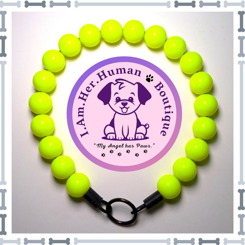 Neon Yellow, Chunky Bead Dog Collar, Bubblegum Bead Dog Collar, Beaded Dog Collar, Bubblegum Beaded Collar, Acrylic