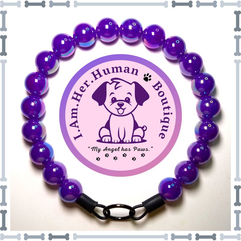 Dark Purple, Jelly, Chunky Bead Dog Collar, Bubblegum Beaded Collar, Beaded Dog Collar, Pastel Colors, Acrylic