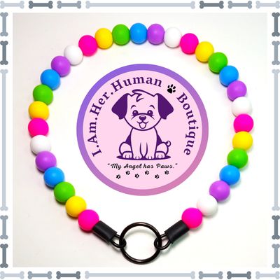 Bright Colors, Silicone Bead Dog Collar, Bubblegum Bead Dog Collar, Beaded Dog Collar, Bubblegum Beaded Collar, Silicone