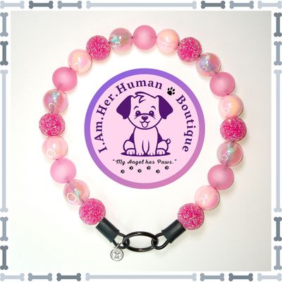 Pink Beads, Sugar Rhinestone, Frosted, Solid AB, Chunky Glam Bead Dog Collar, Bubblegum Beaded Dog Collar, Bead Dog Collar, Acrylic, Dog Pearls, Bead Dog Necklace